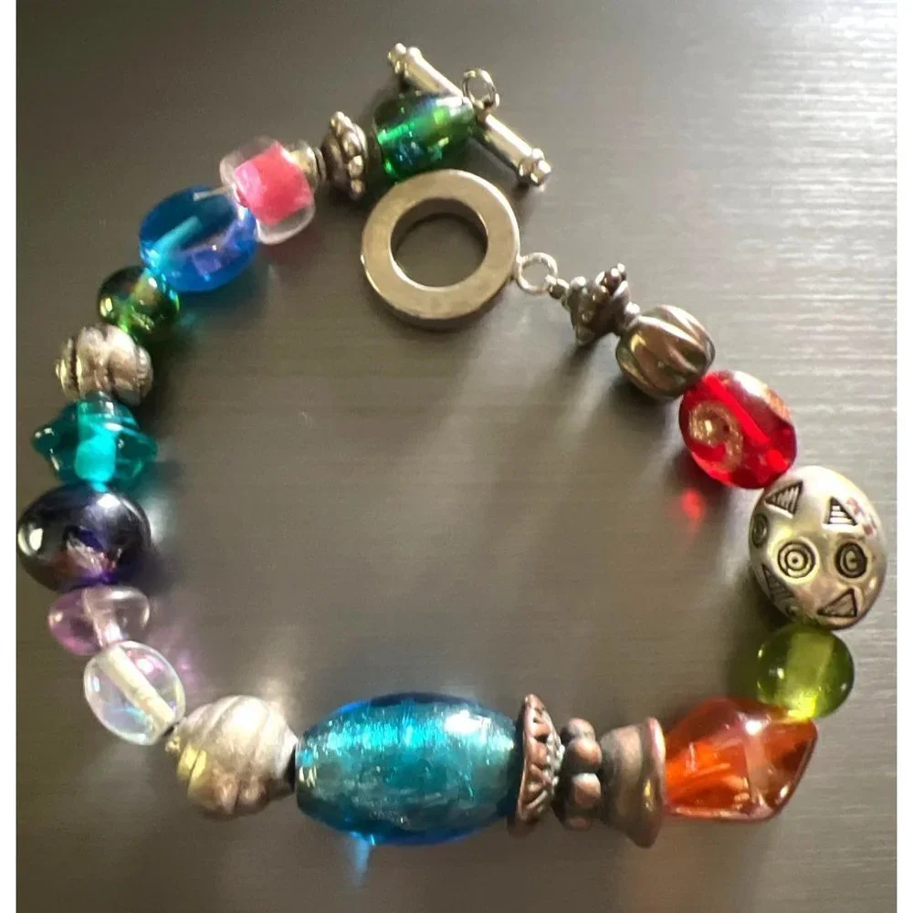 Artisan Glass Bead Toggle Bracelet — 7”